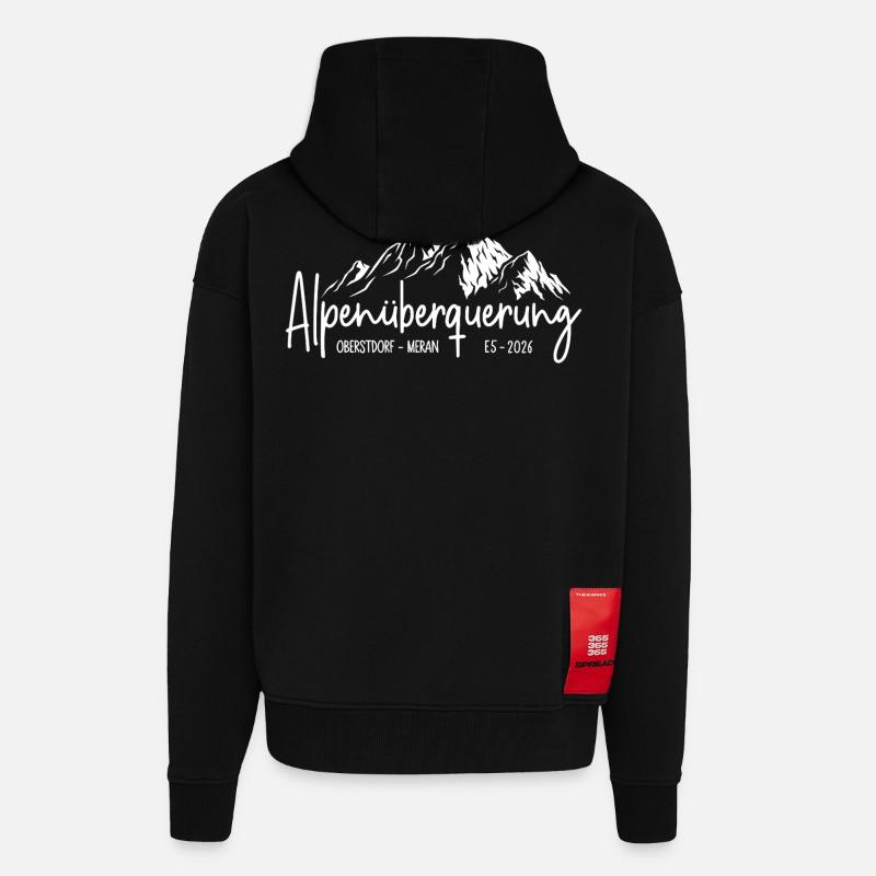 Alpenüberquerung 2026 E5 Oberstdorf Meran - Zip Hoodie - made by SPREAD - SOLID BLACK