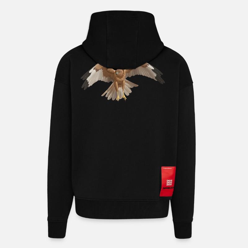 Marsh Harrier Circus aeruginosus - Zip Hoodie - made by SPREAD - SOLID BLACK
