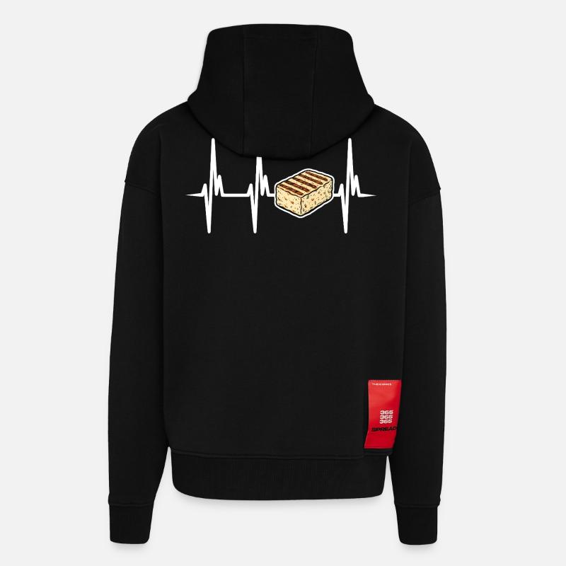 J’adore le fromage halloumi - Veste à capuche bio épaisse oversize fabriqué en UE - SOLID BLACK