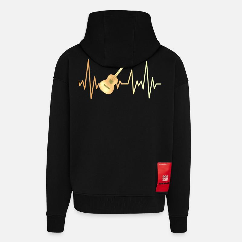 E-Gitarre und Herzfrequenz - Zip Hoodie - made by SPREAD - SOLID BLACK