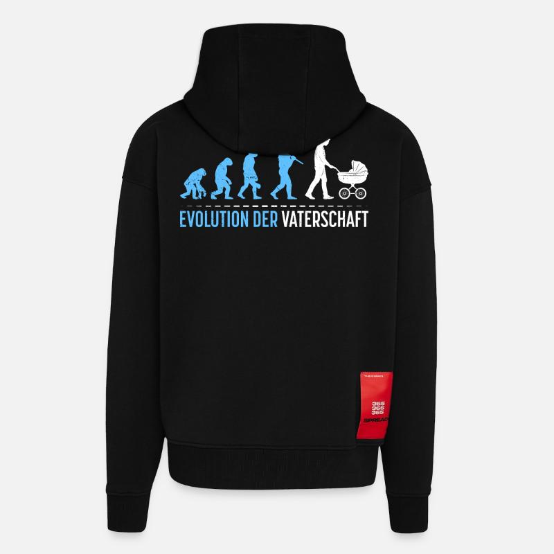 Werdender Vater EVOLUTION DER VATERSCHAFT Lustig - Zip Hoodie - made by SPREAD - SOLID BLACK