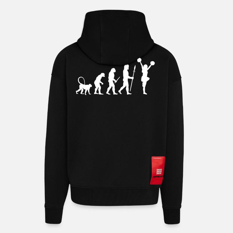 Évolution de la pom-pom girl - Veste à capuche bio épaisse oversize fabriqué en UE - SOLID BLACK