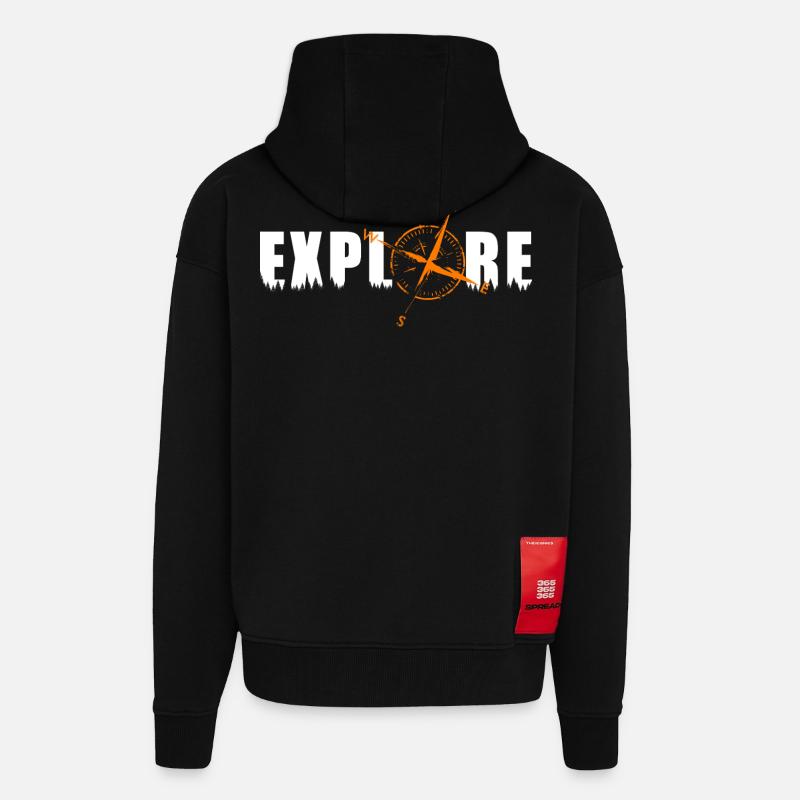 Explore Motiv mit einem Kompass - Zip Hoodie - made by SPREAD - SOLID BLACK