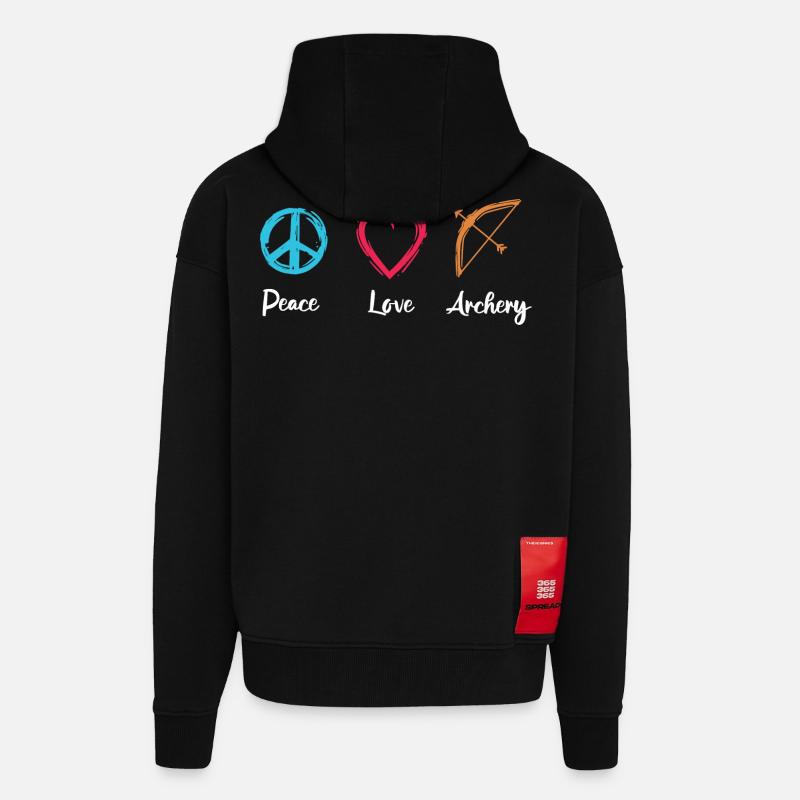 Tir à l’arc Peace Love - Veste à capuche bio épaisse oversize fabriqué en UE - SOLID BLACK