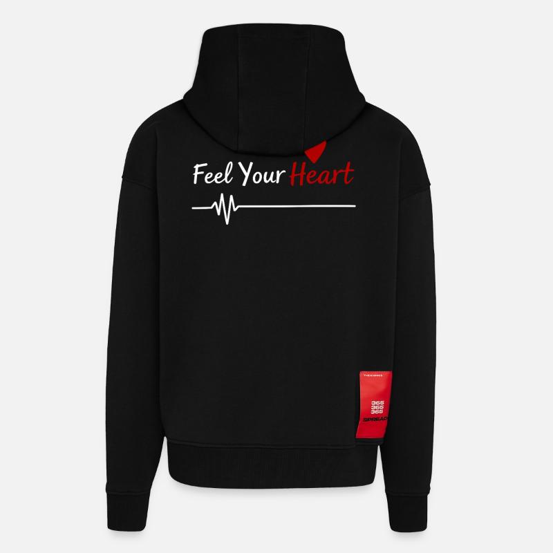 Feel Your Heart Statement Saying - Zip Hoodie - made by SPREAD - SOLID BLACK