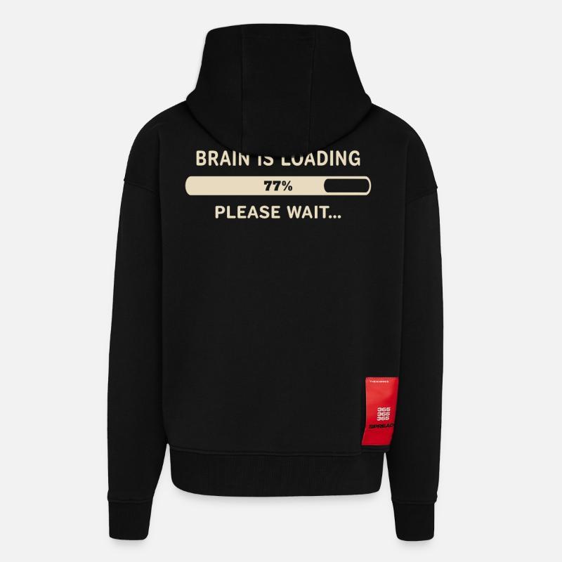Brain Loading – Please Wait - Zip Hoodie - made by SPREAD - SOLID BLACK