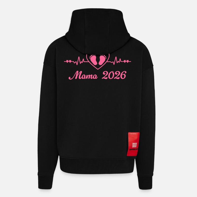 Mama 2026 Schwangerschaft Werdende Mutter - Zip Hoodie - made by SPREAD - SOLID BLACK