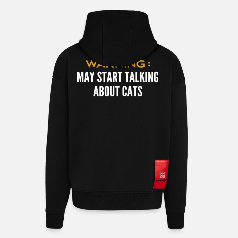 Attention peut parler de chats - Veste à capuche bio épaisse oversize fabriqué en UE - SOLID BLACK