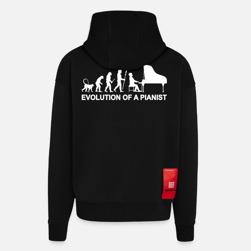 Évolution d’un pianiste - Veste à capuche bio épaisse oversize fabriqué en UE - SOLID BLACK