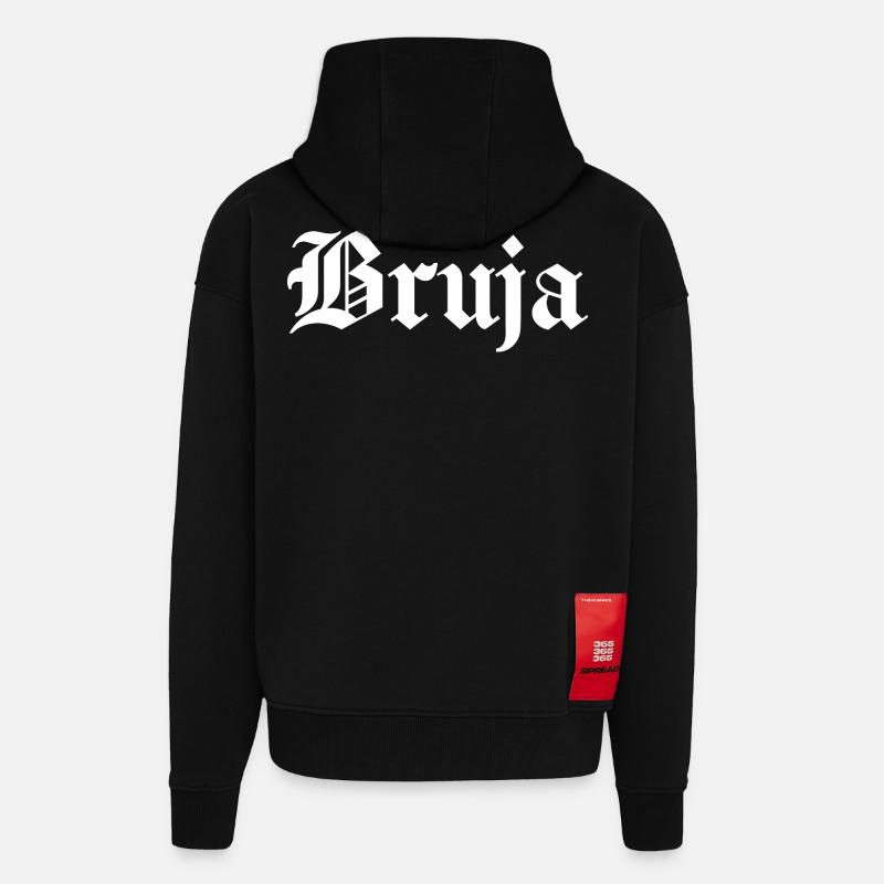 Bruja Sorcière Halloween - Veste à capuche bio épaisse oversize fabriqué en UE - SOLID BLACK