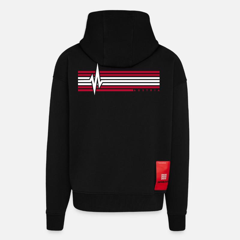 Heartbeat Austria ECG Austria Austrians - Zip Hoodie - made by SPREAD - SOLID BLACK