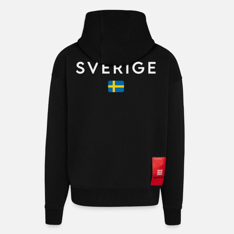 Drapeau de la Suède - Veste à capuche bio épaisse oversize fabriqué en UE - SOLID BLACK