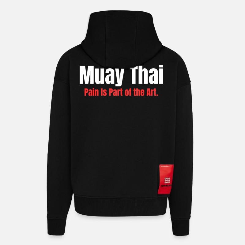 Eight Limbs. One Mind. | Muay Thai - Veste à capuche bio épaisse oversize fabriqué en UE - SOLID BLACK