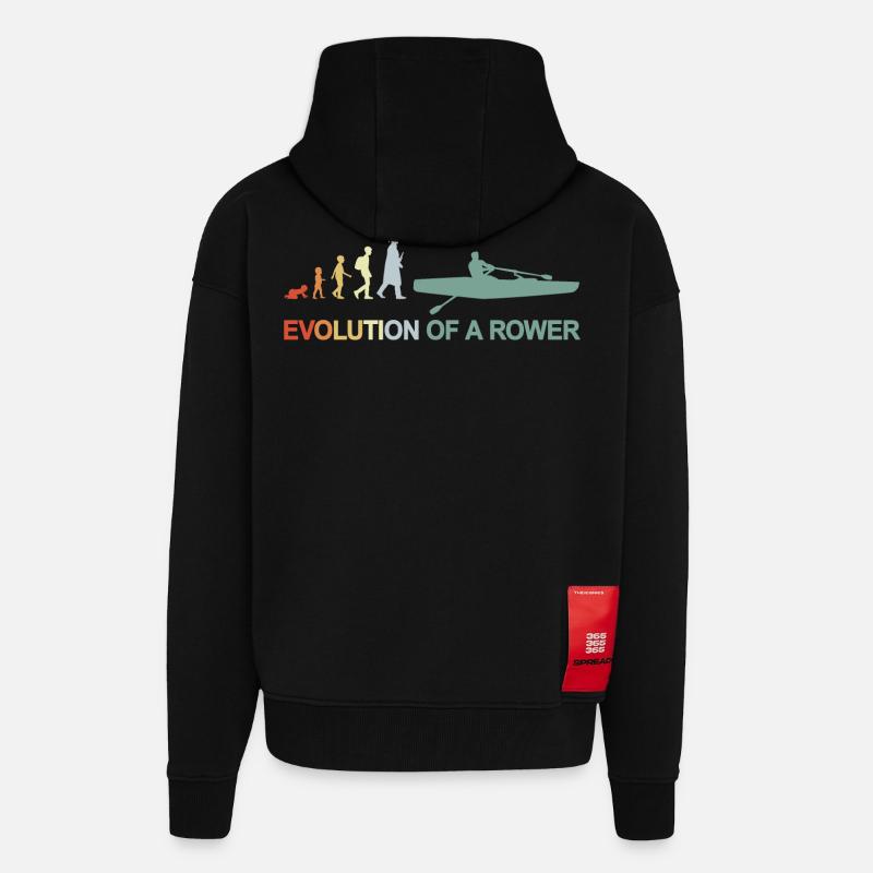 Entwicklung eines Ruderers - Zip Hoodie - made by SPREAD - SOLID BLACK