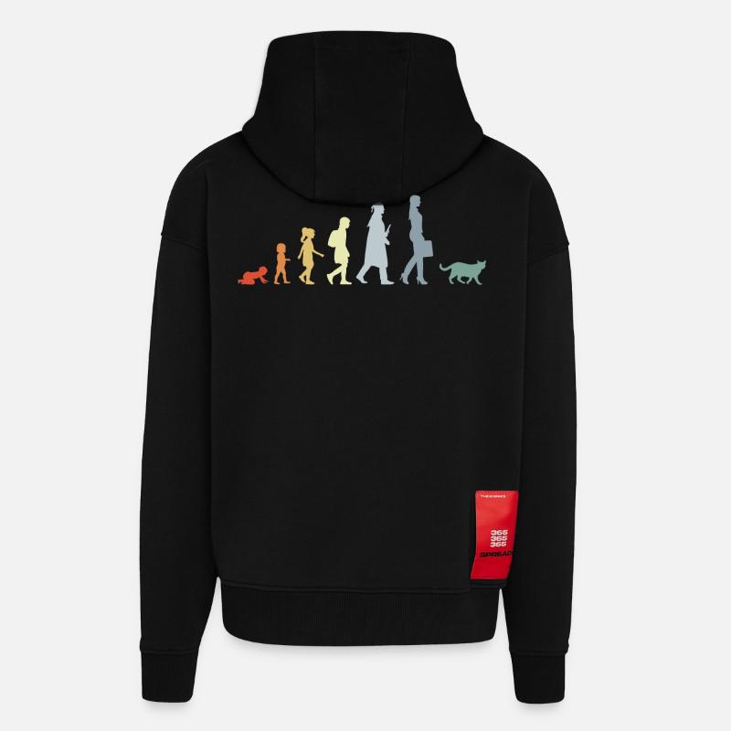 Evolution eines Katzenliebhabers - Zip Hoodie - made by SPREAD - SOLID BLACK