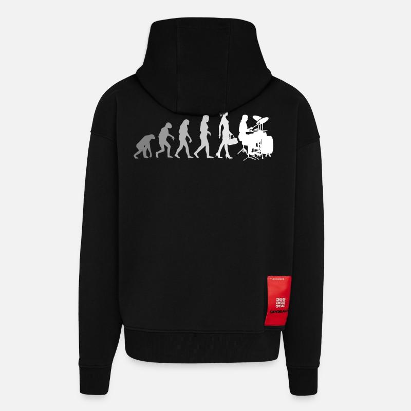 Evolution Schlagzeugerin Percussionniste - Veste à capuche bio épaisse oversize fabriqué en UE - SOLID BLACK