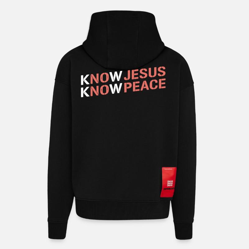 Know Jesus Know Peace Gradient - Veste à capuche bio épaisse oversize fabriqué en UE - SOLID BLACK