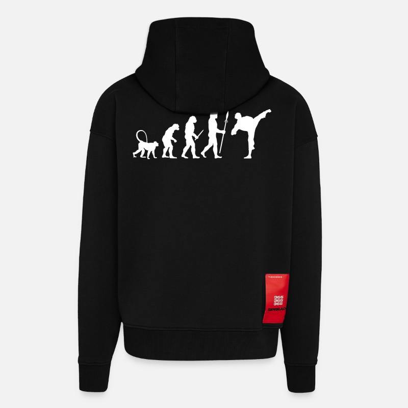 Karate Evolution - Zip Hoodie - made by SPREAD - SOLID BLACK