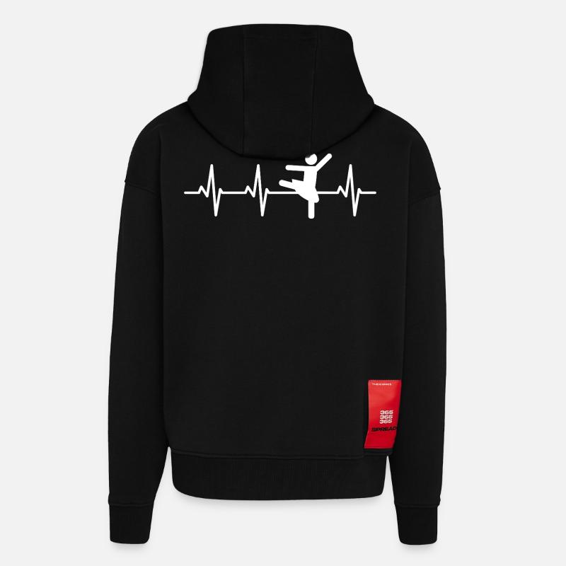 Cardiogramme de danseuse de ballet - Veste à capuche bio épaisse oversize fabriqué en UE - SOLID BLACK