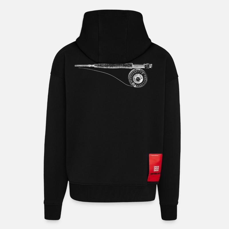 Pêche à la mouche - Veste à capuche bio épaisse oversize fabriqué en UE - SOLID BLACK