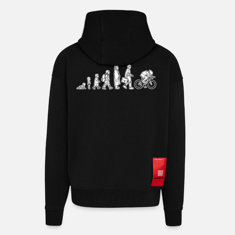 Evolution eines Radfahrers - Zip Hoodie - made by SPREAD - SOLID BLACK