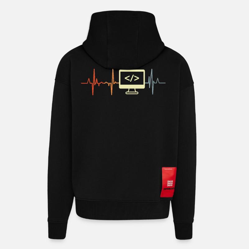 J’adore programmer - Veste à capuche bio épaisse oversize fabriqué en UE - SOLID BLACK