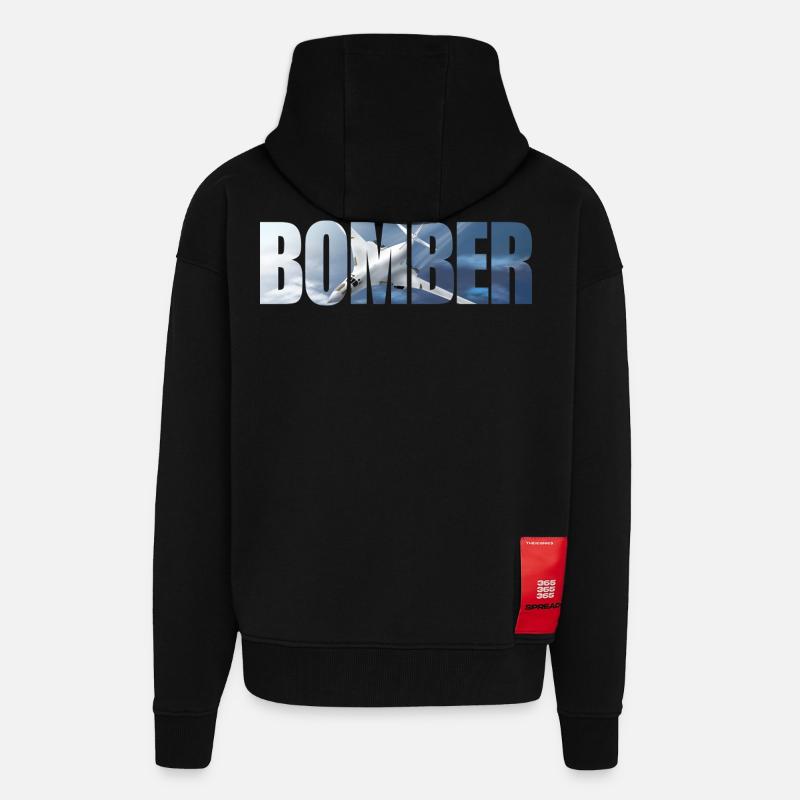 Blouson aviateur Tu-160 - Veste à capuche bio épaisse oversize fabriqué en UE - SOLID BLACK