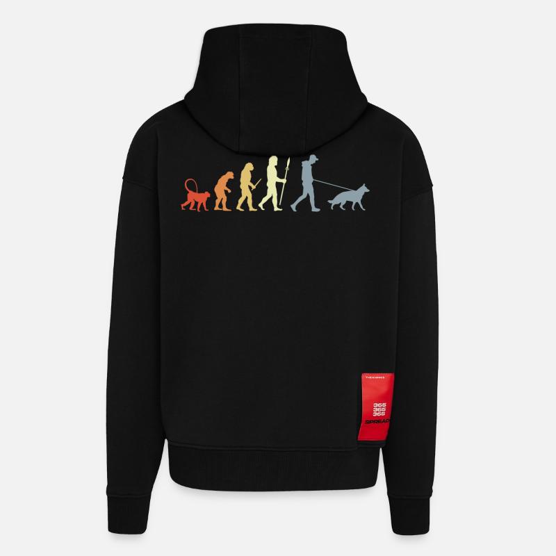 German Shepherd Owner Evolution - Zip Hoodie - made by SPREAD - SOLID BLACK
