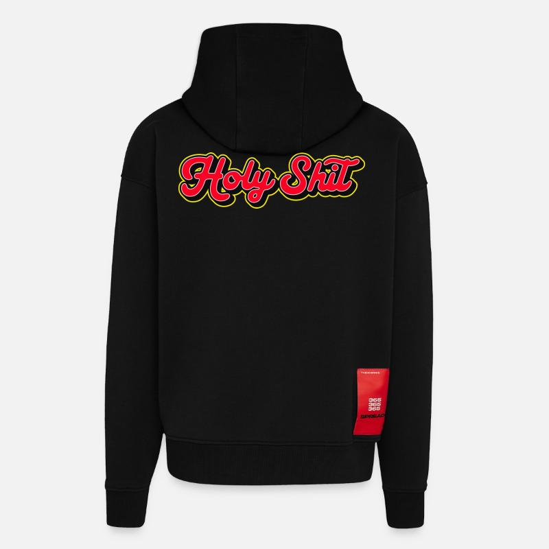 Holy Shit 3D Red Script - Veste à capuche bio épaisse oversize fabriqué en UE - SOLID BLACK