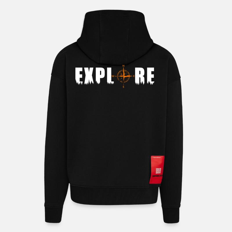 Explore Motiv mit einem Kompass - Zip Hoodie - made by SPREAD - SOLID BLACK