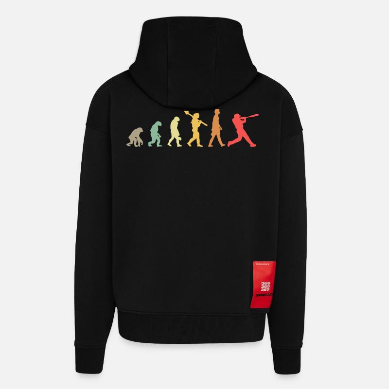 Baseball Evolution - Zip Hoodie - made by SPREAD - SOLID BLACK