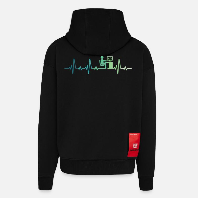 Heartbeat Programmer Developer - Zip Hoodie - made by SPREAD - SOLID BLACK