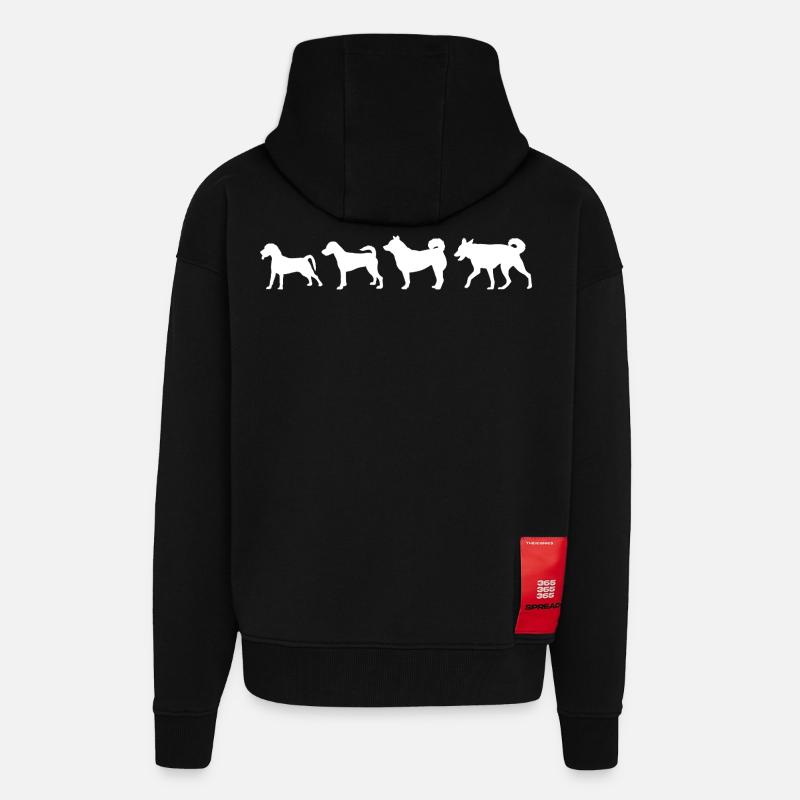 Évolution du chien - Veste à capuche bio épaisse oversize fabriqué en UE - SOLID BLACK