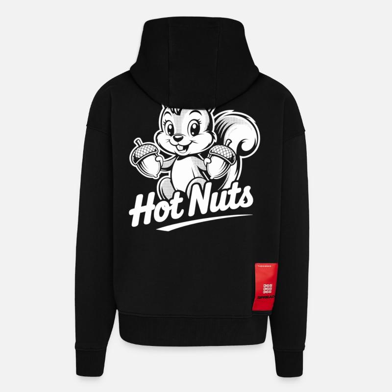 Chemise Hot Nuts Écureuil - Veste à capuche bio épaisse oversize fabriqué en UE - SOLID BLACK