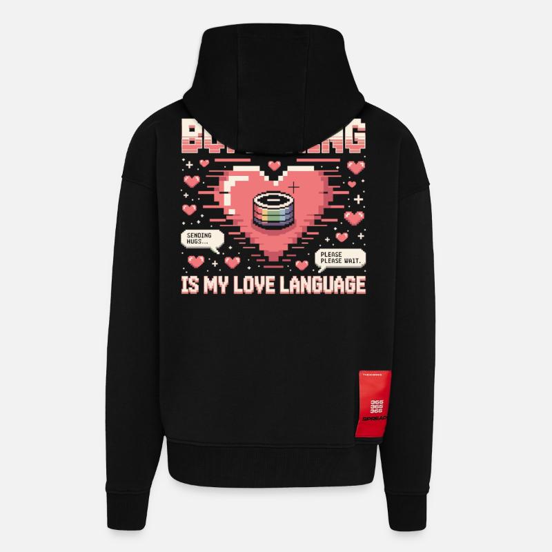 Pixel Heart Loading Bar - Zip Hoodie - made by SPREAD - SOLID BLACK