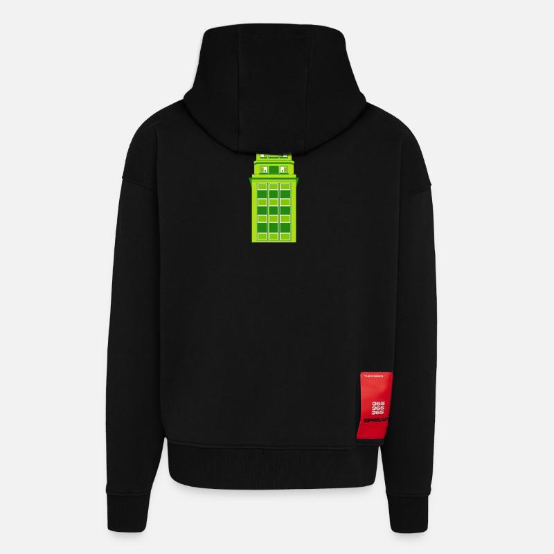Retro Grüne Turmuhr - Zip Hoodie - made by SPREAD - SOLID BLACK