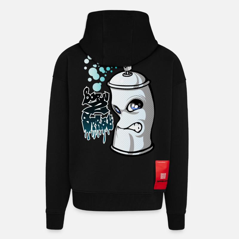 Spray and graffiti - Zip Hoodie - made by SPREAD - SOLID BLACK