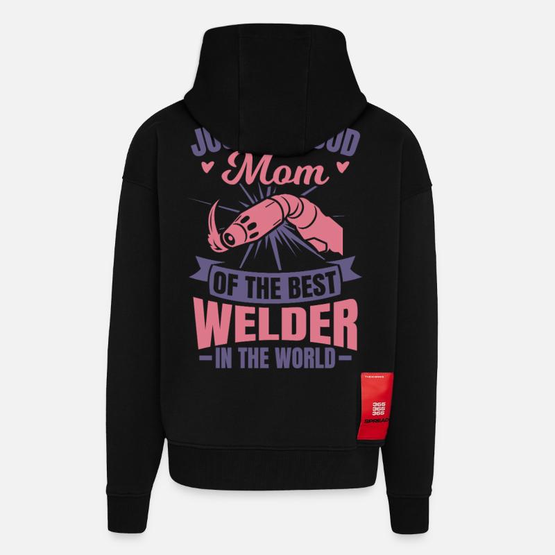 Mère soudeuse - Veste à capuche bio épaisse oversize fabriqué en UE - SOLID BLACK