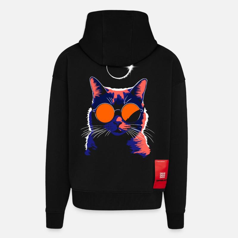Katze Sonnenbrille Total Eclipse Cat - Zip Hoodie - made by SPREAD - SOLID BLACK