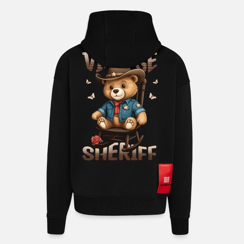 Bär der Dorf Sheriff - Zip Hoodie - made by SPREAD - SOLID BLACK