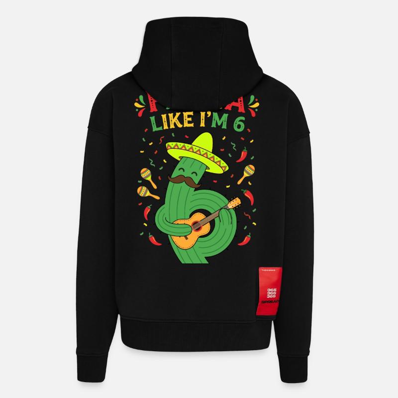 Fiesta comme si j’avais 6 cactus - Veste à capuche bio épaisse oversize fabriqué en UE - SOLID BLACK