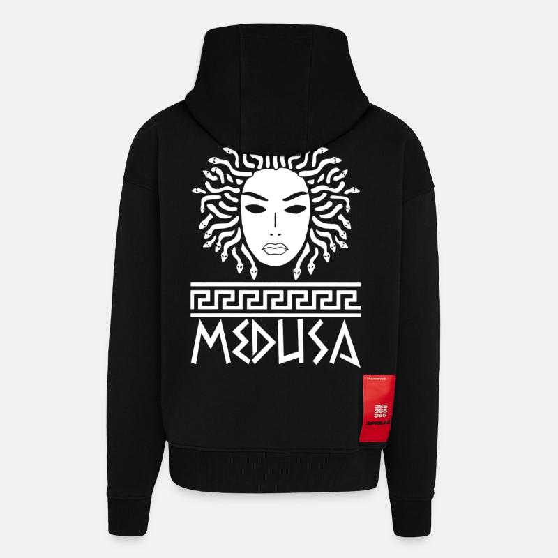 Frau mit Schlangenhaar (weiß) - Zip Hoodie - made by SPREAD - SOLID BLACK