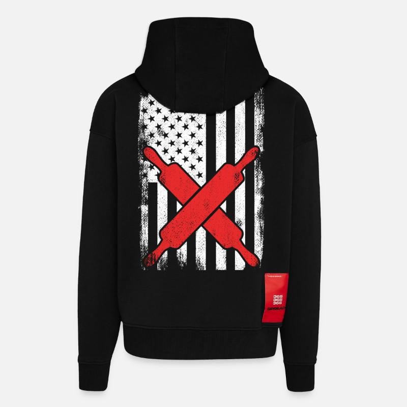 US Flagge Bäcker - Zip Hoodie - made by SPREAD - SOLID BLACK