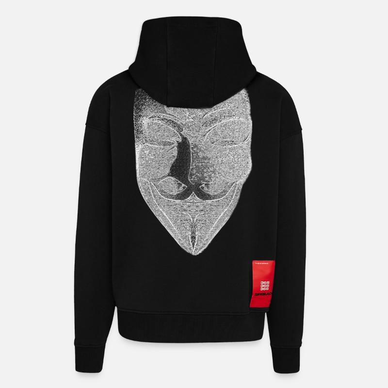 Anonyme v comme masque de vendetta - Veste à capuche bio épaisse oversize fabriqué en UE - SOLID BLACK