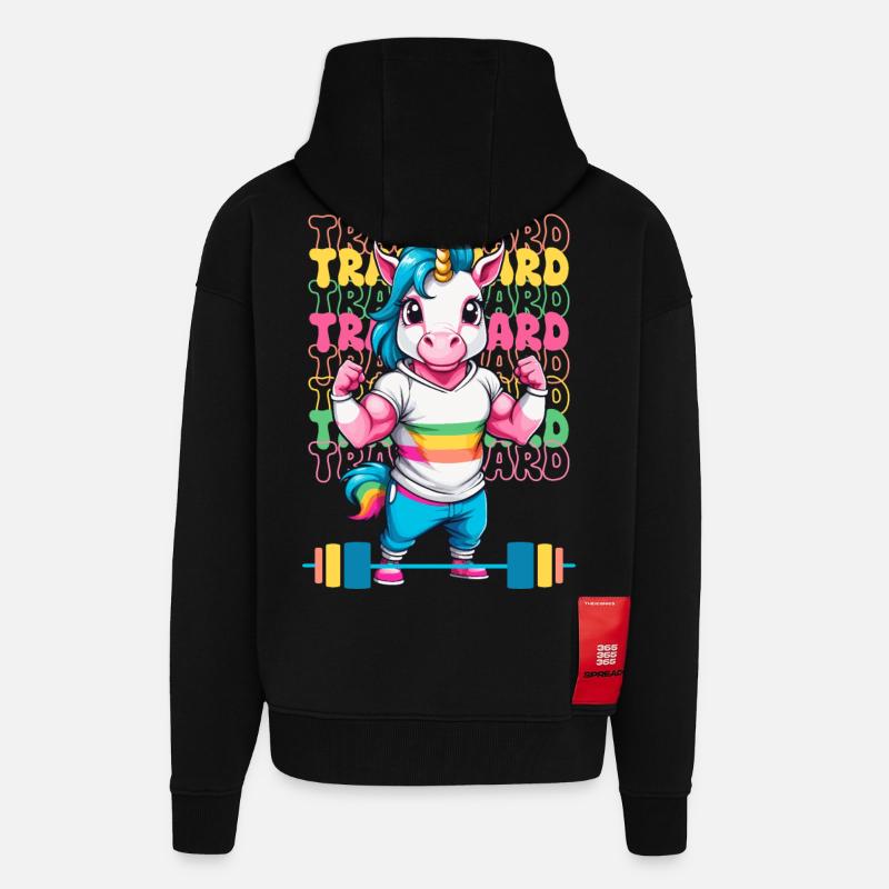 Bodybuilder Einhorn - Zip Hoodie - made by SPREAD - SOLID BLACK