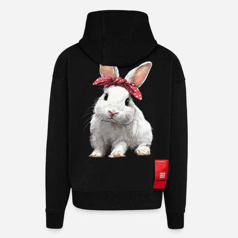 Nœud de lapin - Veste à capuche bio épaisse oversize fabriqué en UE - SOLID BLACK