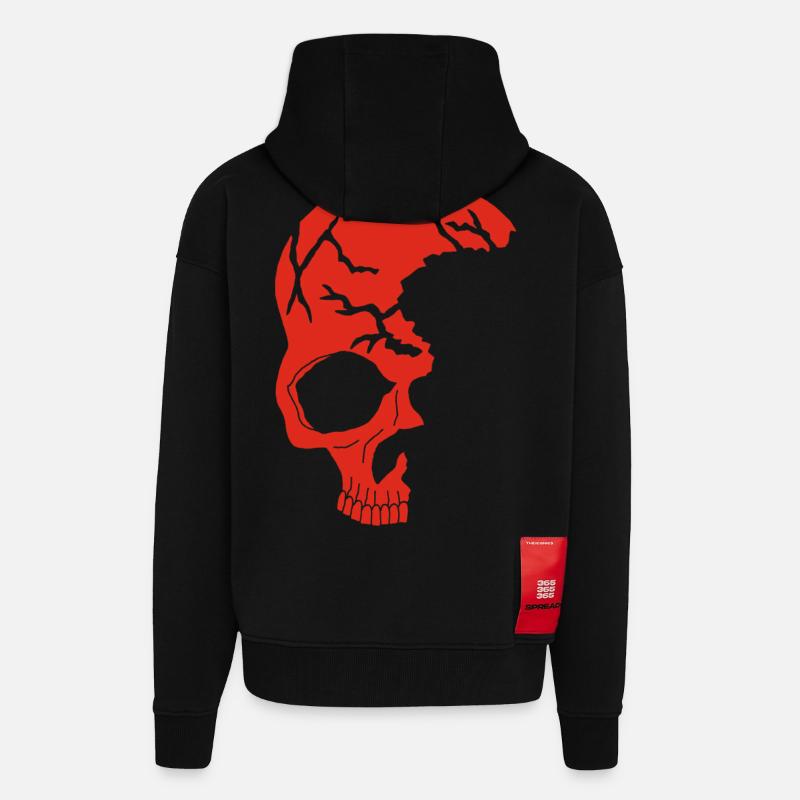 Roter Halbschädel - Zip Hoodie - made by SPREAD - SOLID BLACK