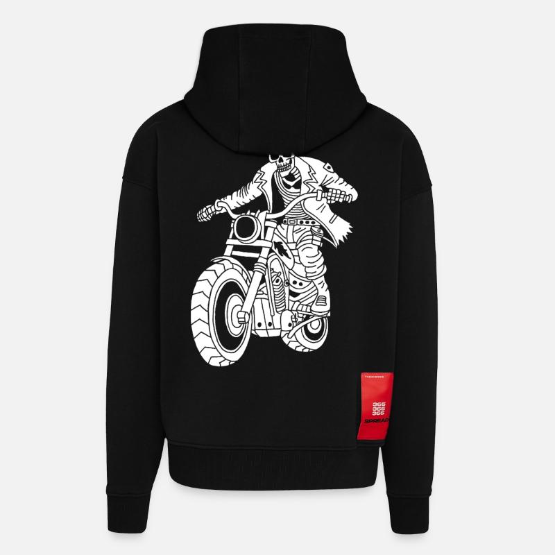 Motard de l'enfer (blanc) - Veste à capuche bio épaisse oversize fabriqué en UE - SOLID BLACK