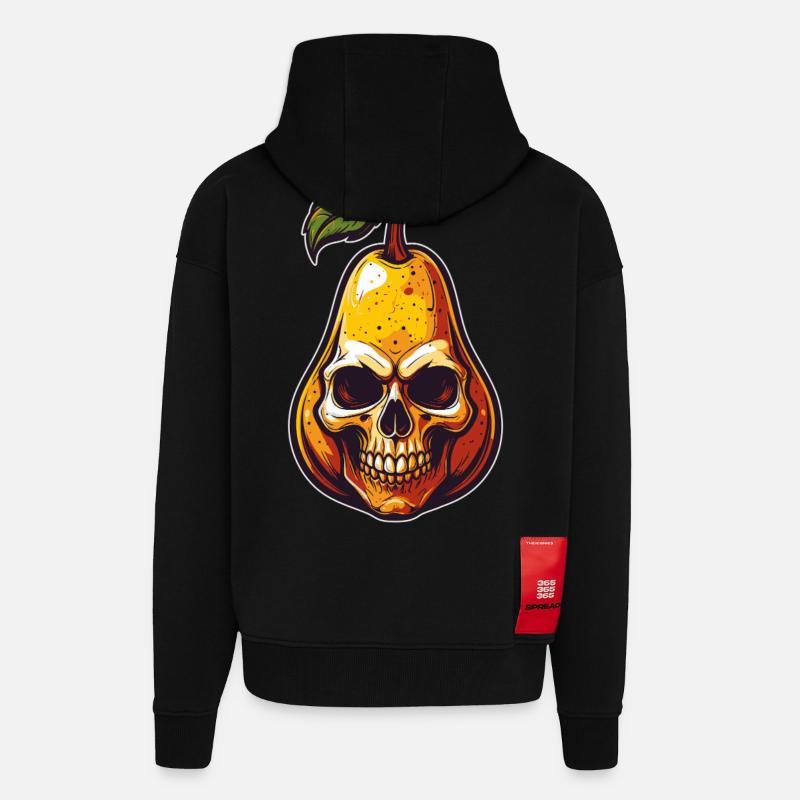 Birnen Skull Comic Style - Zip Hoodie - made by SPREAD - SOLID BLACK