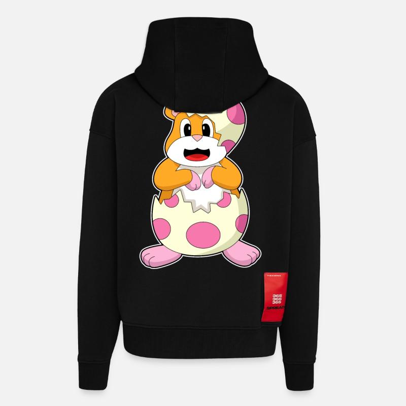 Hamster Eggshell - Zip Hoodie - made by SPREAD - SOLID BLACK